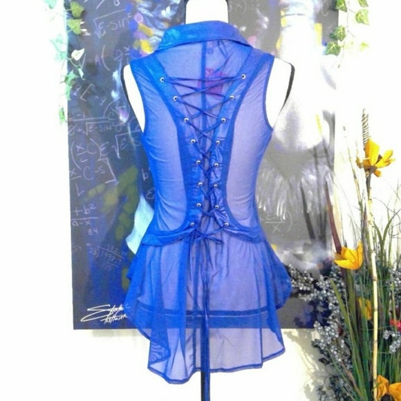 ❤5 for $10 SLEEVELESS SEE THROUGH PU TOP - Picture 3 of 12